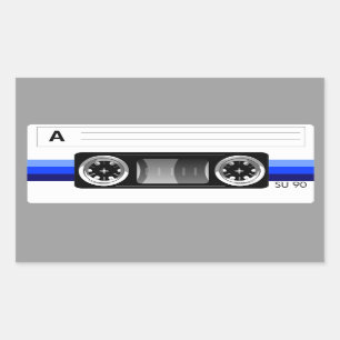 Cassette tape blue label sticker
