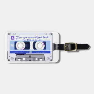 Cassette tape - blue - luggage tag