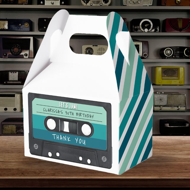 Cassette Tape Blue Retro Birthday Party Favour Box (Cassette Tape Retro Birthday Party Favor Boxes
)
