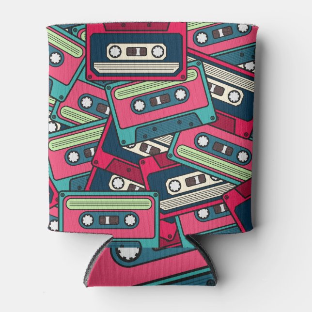 Cassette Tape: Colourful Irregular Pattern. Can Cooler (Front)