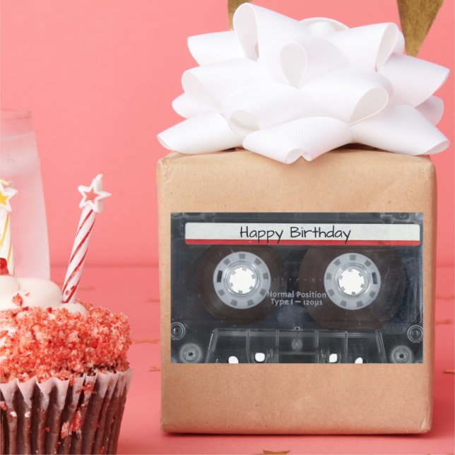 Cassette Tape For Birthday Rectangular Sticker (Party)