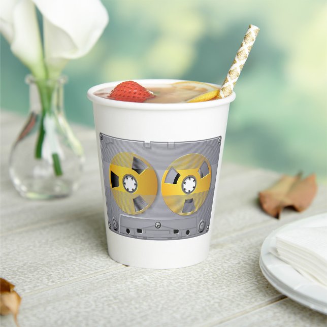 Cassette Tape Illustration Vintage Music Lover  Paper Cups (Creator Uploaded)