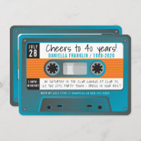 CASSETTE TAPE modern disco birthday aqua blue grey