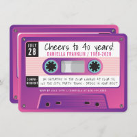 CASSETTE TAPE modern vintage disco birthday purple