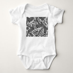 Cassette Tape: Monochrome Vintage Pattern Baby Bodysuit
