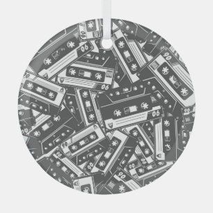 Cassette Tape: Monochrome Vintage Pattern Glass Tree Decoration