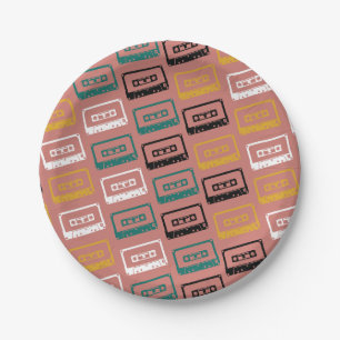 Cassette Tape Pattern Paper Plate