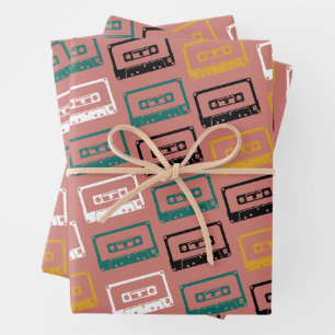 Cassette Tape Pattern Wrapping Paper Sheet