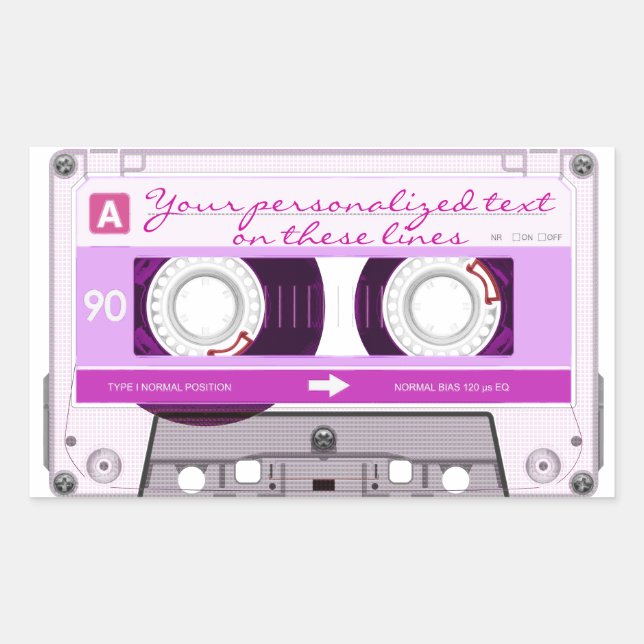 Cassette tape - pink - rectangular sticker (Front)
