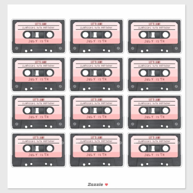 Cassette Tape Pink Retro Birthday Party (Sheet)