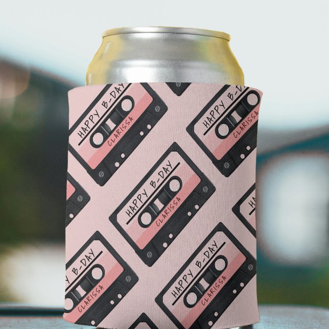 Cassette Tape Pink Retro Birthday Party Can Cooler (Cassette Tape Pink Retro Birthday Party Can Cooler
)