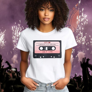 Cassette Tape Pink Retro Birthday Party T-Shirt