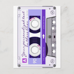 Cassette tape - purple - postcard