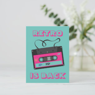 Cassette Tape Retro 80's Groovy Music Postcard