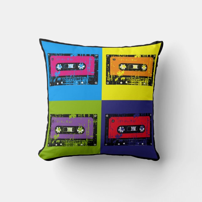 Cassette Tape Retro 90's Pop Art Cushion (Front)