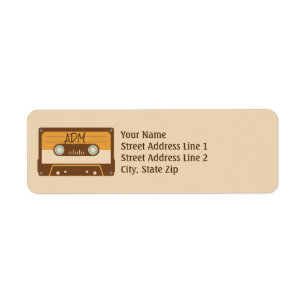 Cassette Tape Retro Style Monogram Return Address