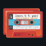 CASSETTE TAPE vintage disco birthday red orange Invitation<br><div class="desc">by kat massard >>> https://linktr.ee/simplysweetpaperie <<< A retro cassette tape invitation design for your BIRTHDAY - original design perfect for a vintage or disco 70's or 80's party TIP :: 1. To change/move graphics & fonts and add more text - hit the "customise it" button. - - - - -...</div>