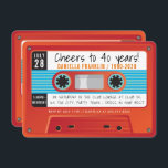 CASSETTE TAPE vintage disco birthday red orange Invitation<br><div class="desc">by kat massard >>> https://linktr.ee/simplysweetpaperie <<< A retro cassette tape invitation design for your BIRTHDAY - original design perfect for a vintage or disco 70's or 80's party TIP :: 1. To change/move graphics & fonts and add more text - hit the "customise it" button. - - - - -...</div>