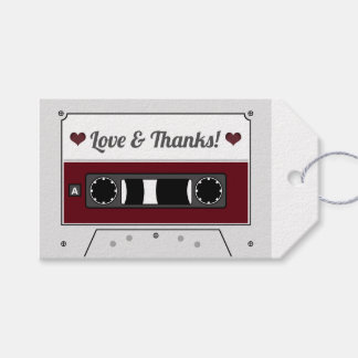 Cassette Tape Wine Red Wedding Favour Gift Tags