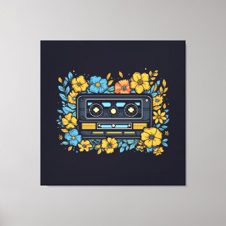 Cassette Tape with Flowers Canvas Print