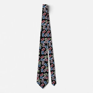 Cassette Tapes Pattern                             Tie