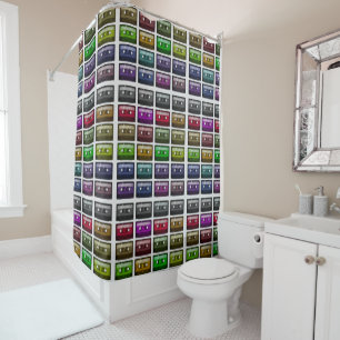 CASSETTE TAPES RETRO MUSIC LOVER  SHOWER CURTAIN