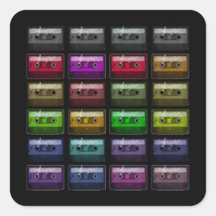 CASSETTE TAPES RETRO MUSIC LOVER SQUARE STICKER