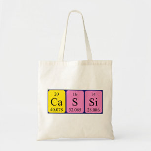 Cassi periodic table name tote bag