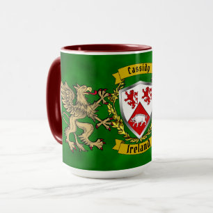 Cassidy Irish Shield & Griffins Personalised  Mug