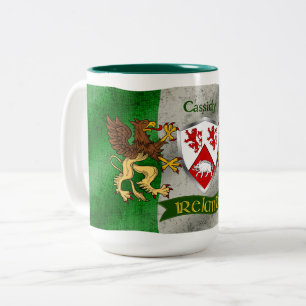 Cassidy Irish Shield w/Distressed Flag Personal Two-Tone Coffee Mug