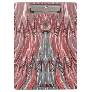 CASSIDY ~ PASTEL 3D! Pink, Silver, White GLOSSY Clipboard