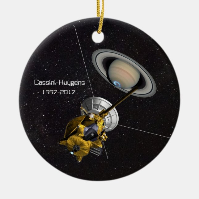 Cassini Huygens Mission to Saturn Ceramic Tree Decoration (Front)
