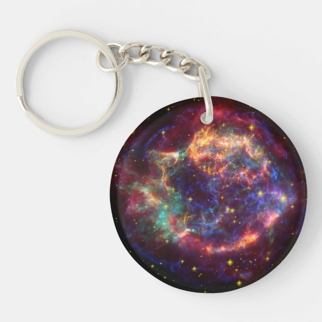Cassiopeia A In Many Colours Key Ring (Front)