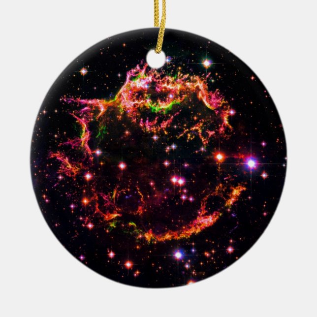 Cassiopeia A Nebula Supernova Remnant Space Photo Ceramic Tree Decoration (Front)
