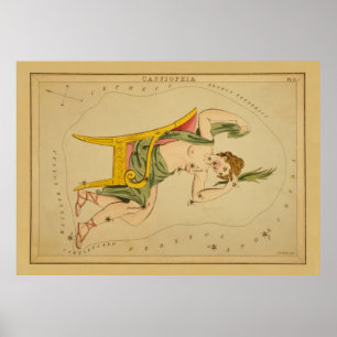 Cassiopeia - Vintage Astronomical Star Chart Image