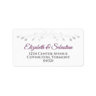 Cassis and Grey Elegant Wedding Address Label