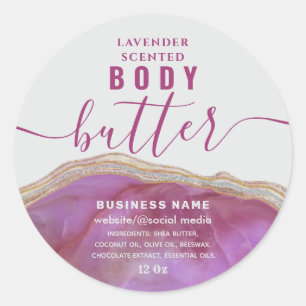 Cassis Blush marble agate script body butter label