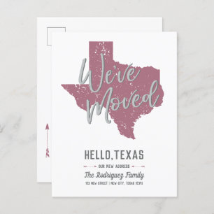 Cassis Mauve We've Moved - Texas Announcement Postcard