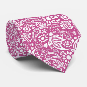 Cassis Mulberry and White Romantic Paisley Pattern Tie
