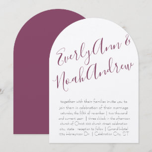 Cassis Plum Purple Minimalist Typography Wedding Invitation