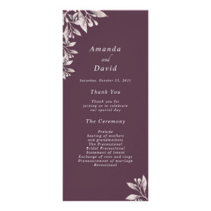 Cassis purple botanical floral wedding program rack card
