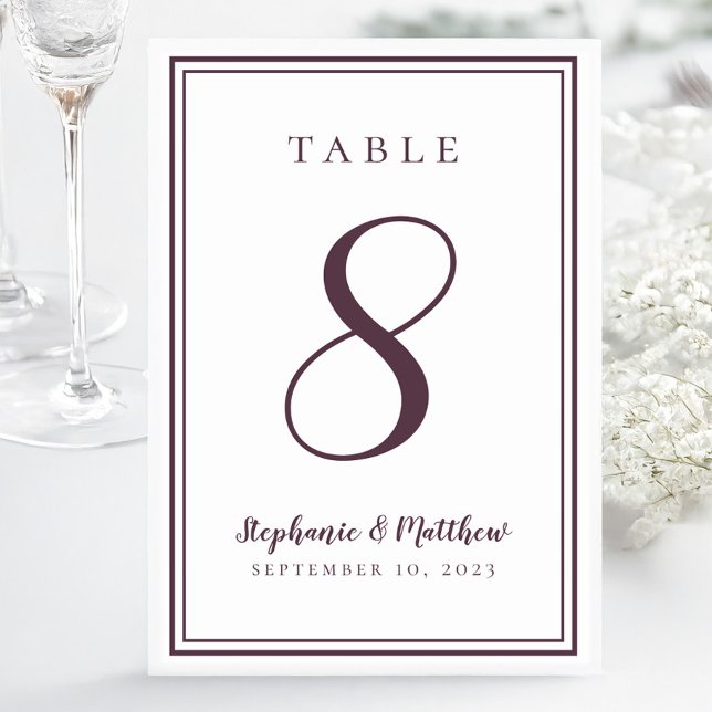 Cassis Purple Wedding Modern Simple Chic Table Number (Cassis Purple Wedding Modern Simple Chic Table Number
)