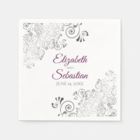 Cassis Purple with Silver Frills Elegant Wedding