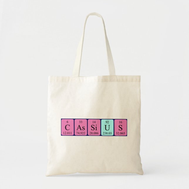 Cassius periodic table name tote bag (Front)