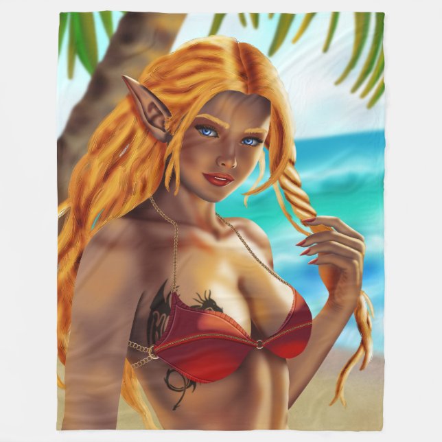 Cassja at the beach fleece blanket (Front)