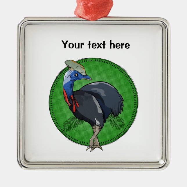 Cassowary Australian Bird Metal Tree Decoration (Front)