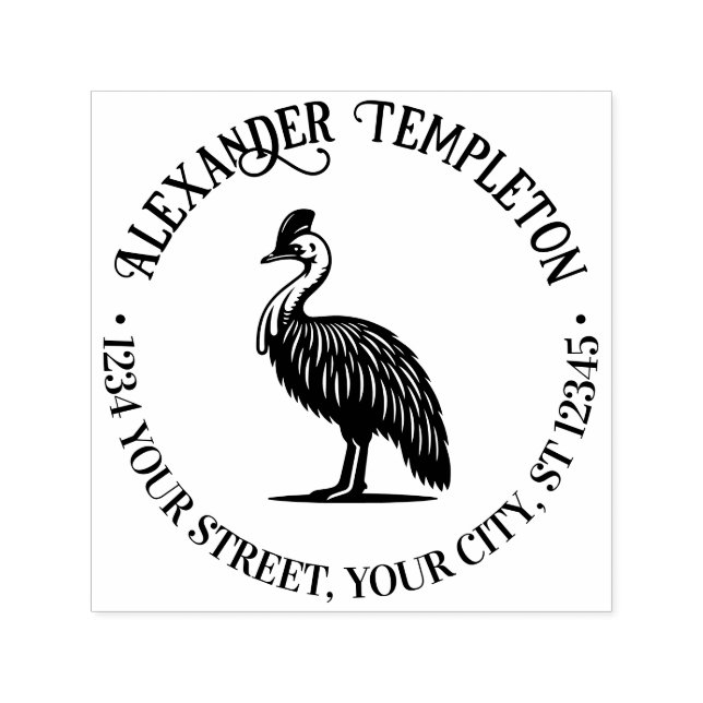Cassowary Bird Australia Name Return Address Self-inking Stamp (Design)