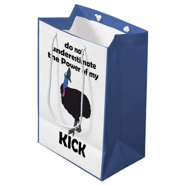 Cassowary Bird Kick Power Funny Quote Medium Gift Bag (Front Angled)