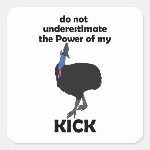 Cassowary Bird Kick Power Funny Quote Square Sticker