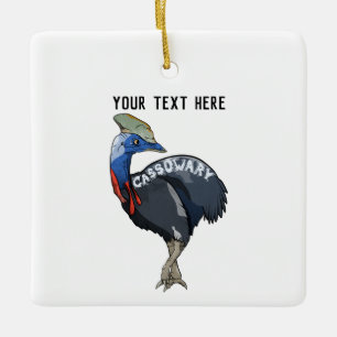 cassowary coloured woth text ceramic ornament